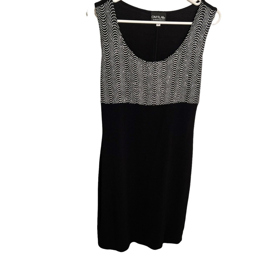 Vintage Onyx Nite By Wendye Chaitin Womens Size 12 Sleeveless Dress Black Silver